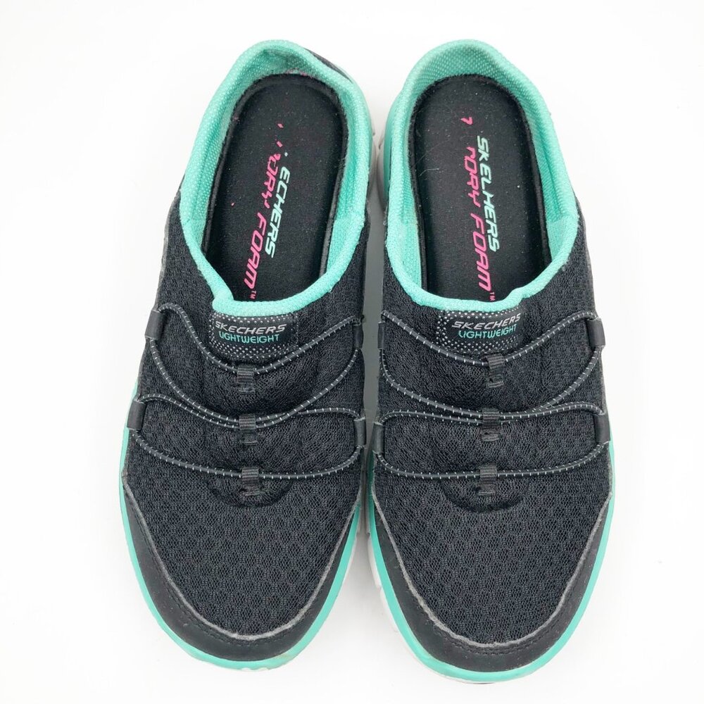 SKECHERS Synergy Black Aqua Backless Slip On Sneakers Mules Womens 6 - Picture 6 of 9